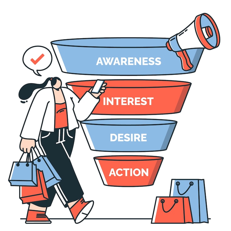 Free Vector marketing funnel concept illustration