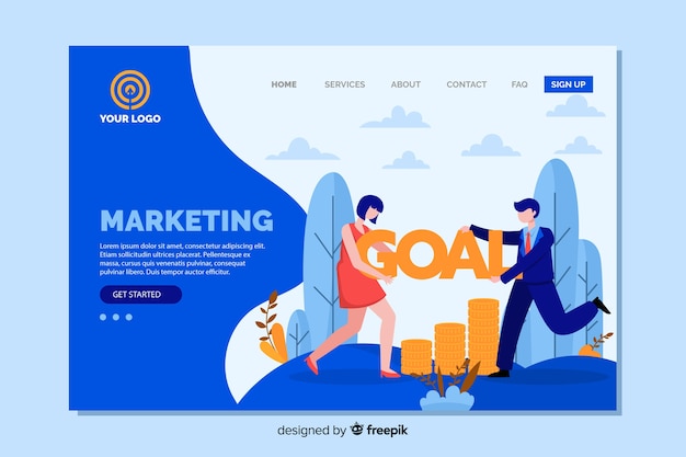 Design piatto di landing page di marketing