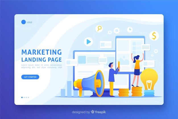 Marketing landing page flat design