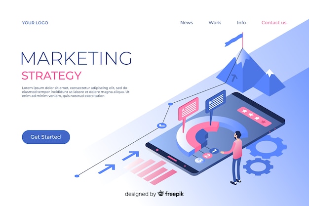 Marketing landing page in isometric style