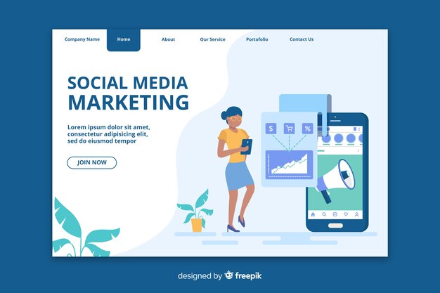 Marketing landing page for social media