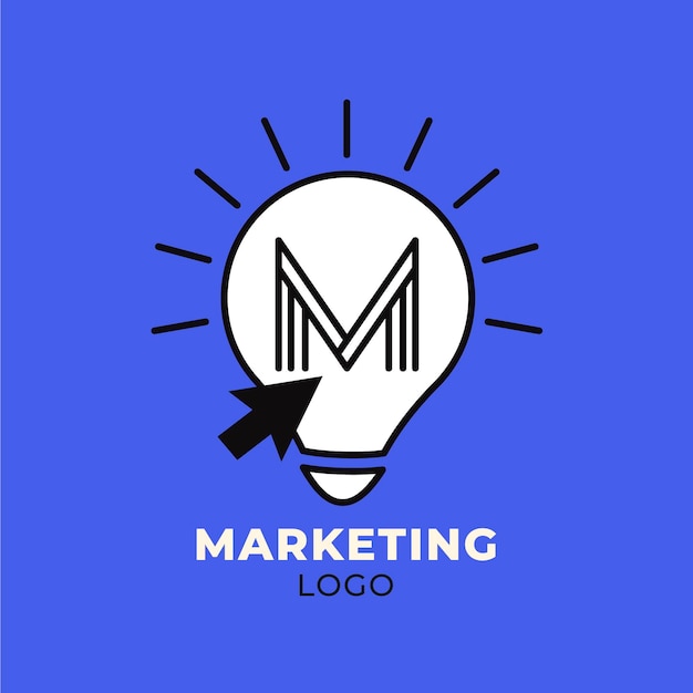 Vettore gratuito modello di logo di marketing con lampadina