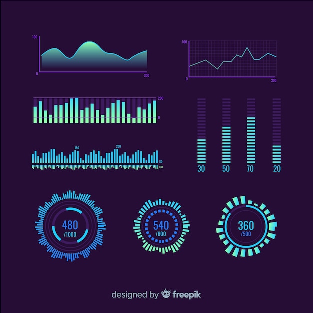 Vettore gratuito statistiche di marketing sull'andamento degli affari