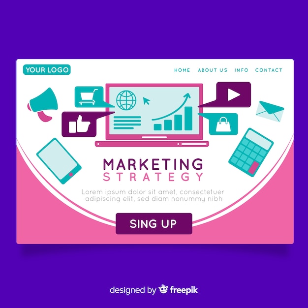 Free vector marketing strategy landing page