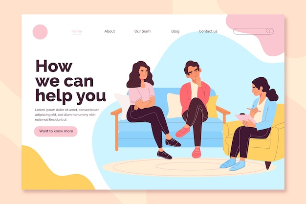 Vettore gratuito consulenza matrimoniale come possiamo aiutare landing page