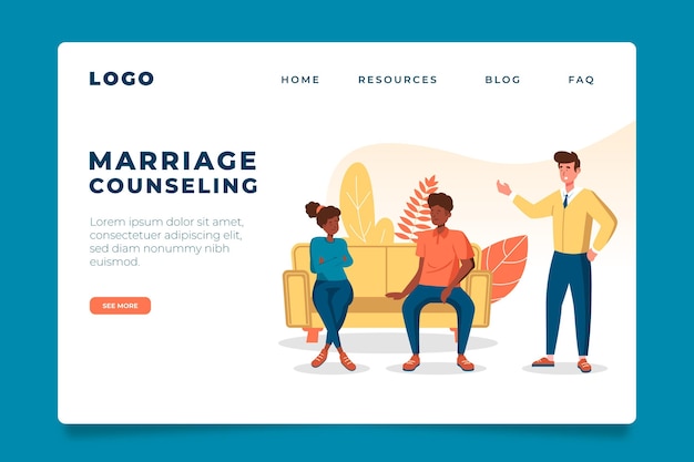 Бесплатное векторное изображение Целевая страница консультации по браку