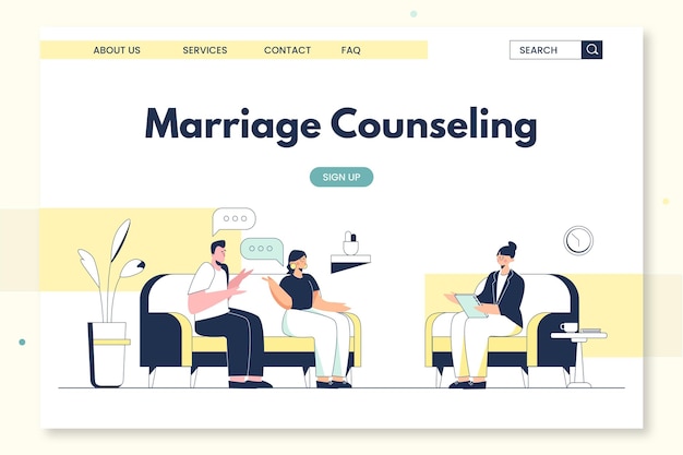 Free vector marriage counseling landing page