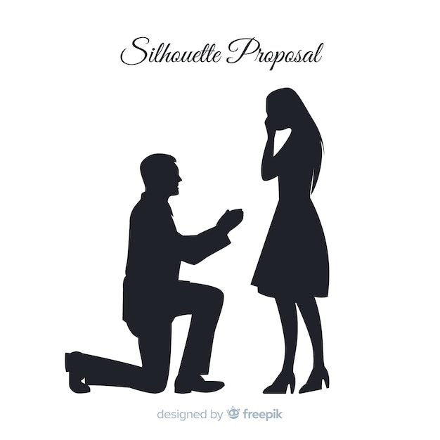 Free vector marriage proposal composition with silhouette style