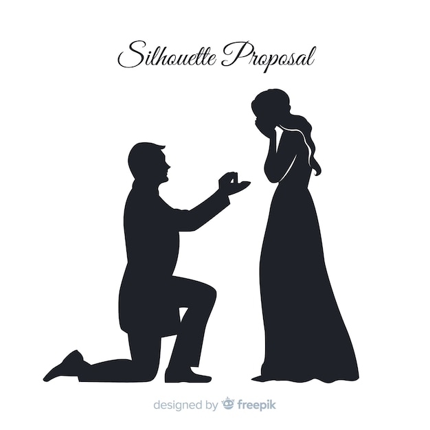 Marriage proposal composition with silhouette style