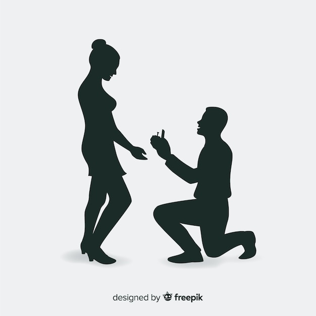 Vettore gratuito composizione proposta matrimonio con stile silhouette