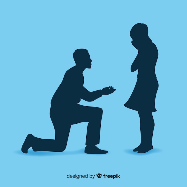 Marriage proposal composition with silhouette style