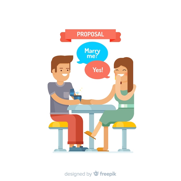 Free vector marriage proposal concept