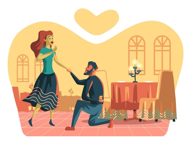 シルエットスタイルの結婚提案書 無料のベクター
