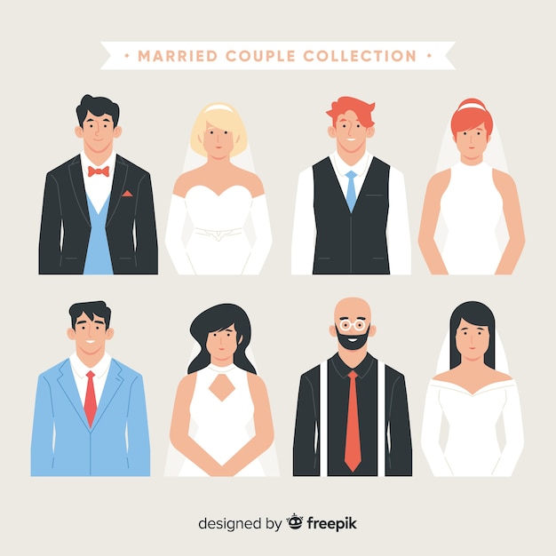 Бесплатное векторное изображение Коллекция супружеских пар
