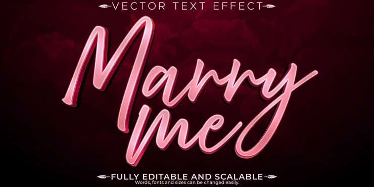 Free Vector marry me text effect editable proposal and love customizable font style