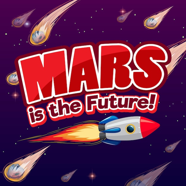 화성은 미래의 만화 포스터입니다 무료 벡터