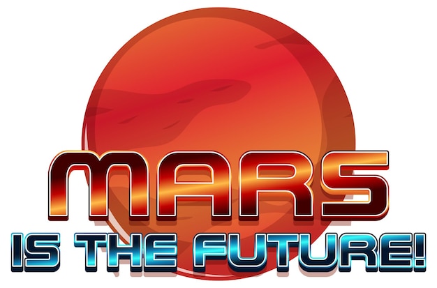 화성은 화성 행성의 미래 단어 로고 디자인입니다.