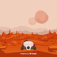 Free vector mars landscape background with flat design