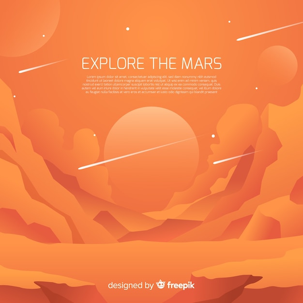 Mars landscape background with flat design