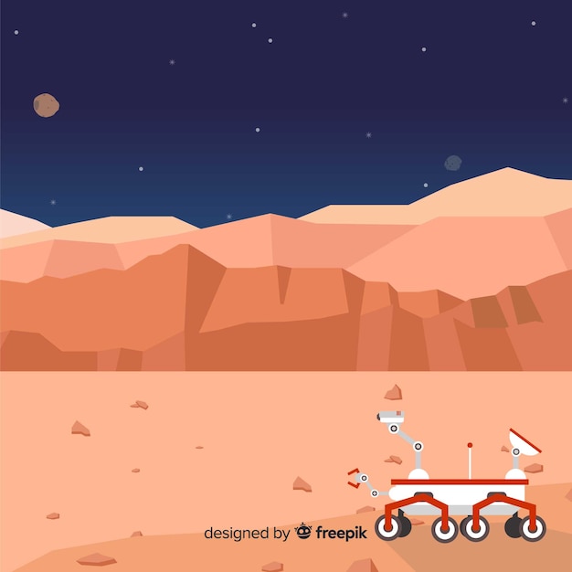 Mars landscape background with flat design