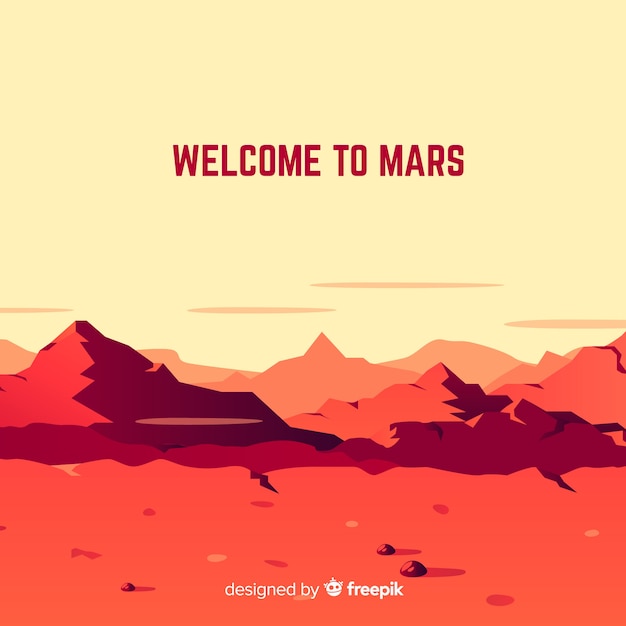 Mars landscape background with flat design