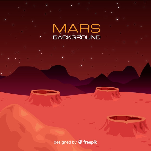 Free vector mars landscape background with flat design