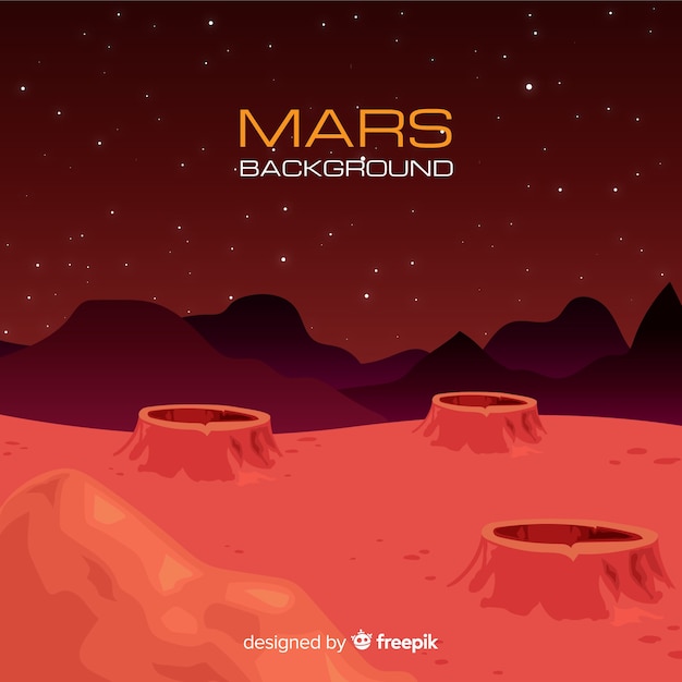 Mars landscape background with flat design