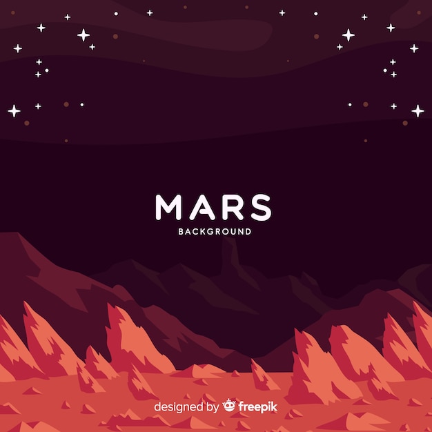 Free vector mars landscape background with flat design