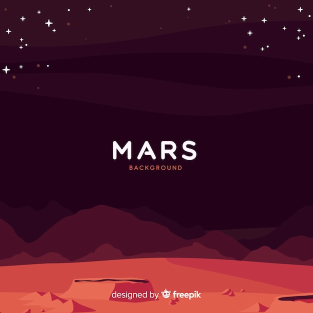 Бесплатное векторное изображение Марс пейзаж с плоским дизайном