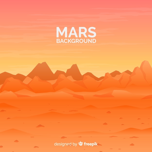 Бесплатное векторное изображение Марс пейзаж с плоским дизайном