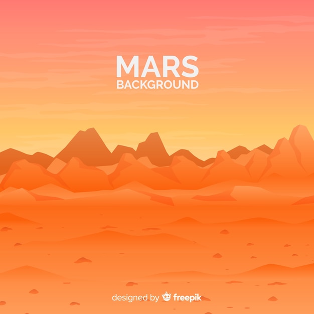 Mars landscape background with flat design