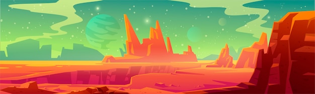 Free vector mars landscape, red alien planet