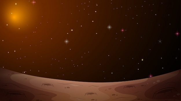 Free vector mars landscape space scene