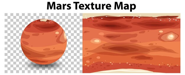 Free Vector mars planet on transparent with mars texture map