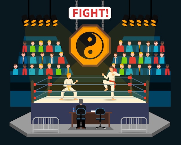 Free vector martial arts fight illustration