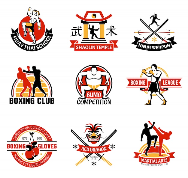 Martial Clubs Colorful Emblems