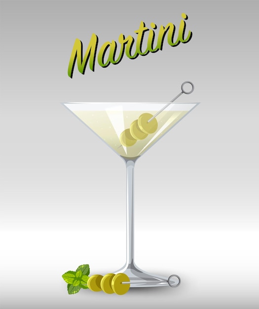 Free vector martini cocktail in the glass