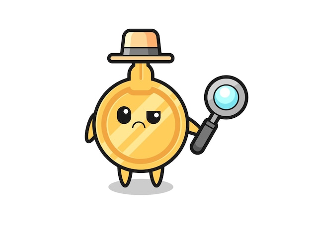 The mascot of cute key as a detective , cute design