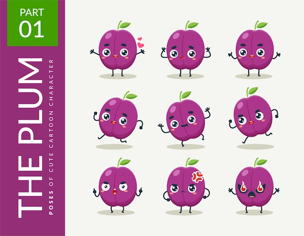 Mascot images of the cute Plum. set.