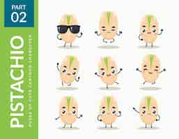 Free vector mascot images of the pistachio. set.