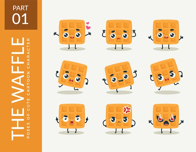 Free vector mascot images of the waffle. set.