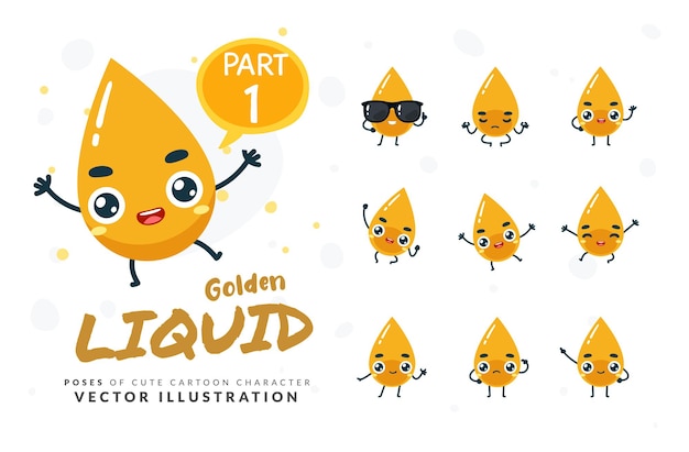 Mascot images of the yellow liquid. set.