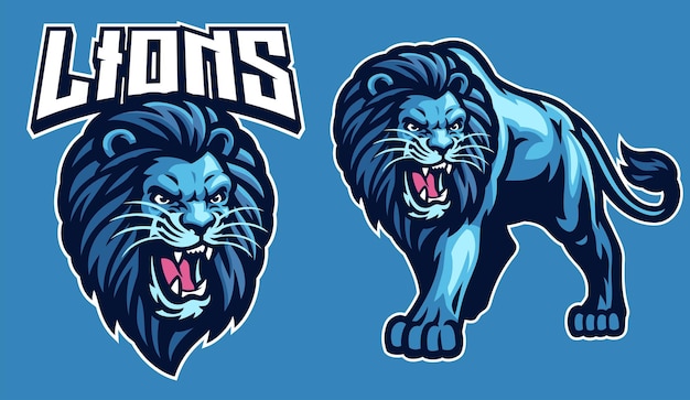 Mascot sport of lion in set