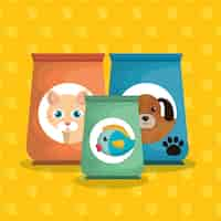 Free vector mascots bags food set