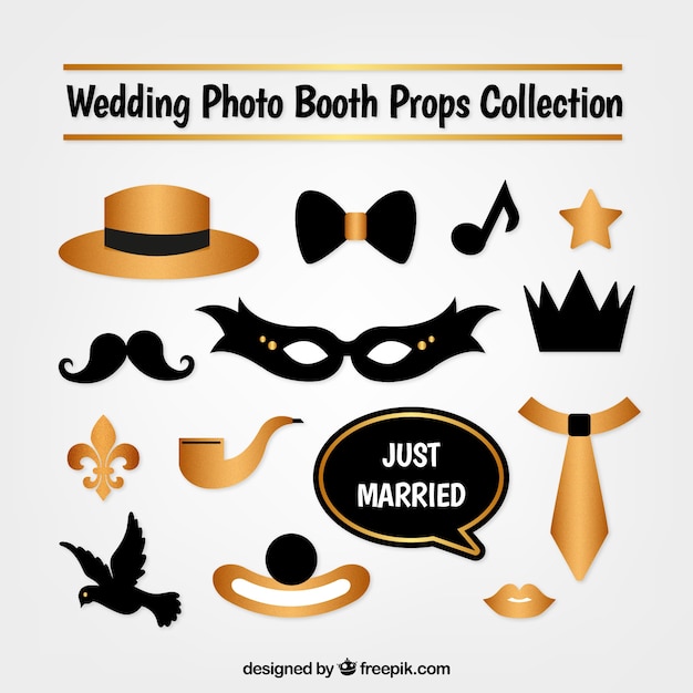 Free vector mask collection and golden photo booth