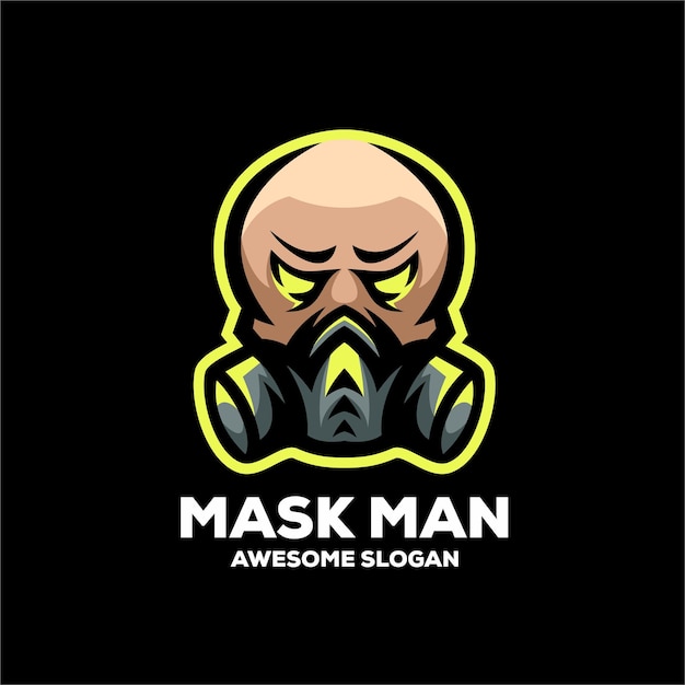 Free vector mask man esport mascot illustration logo