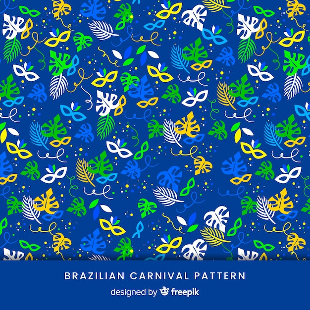 Masks and leaves brazilian carnival pattern