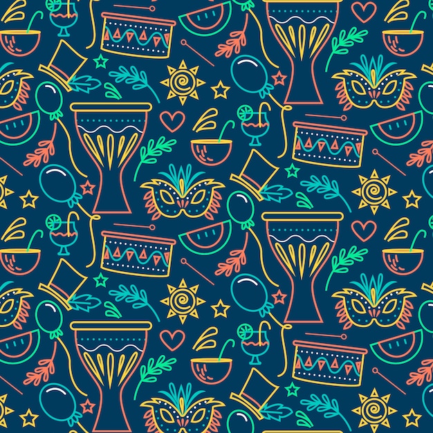 Masks and ornaments seamless carnival pattern