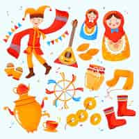 Free vector maslenitsa element collection