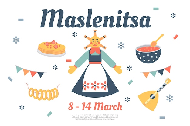 무료 벡터 평면 디자인의 maslenitsa 그림